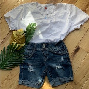 Wallflower Distressed Denim Jean Shorts (juniors)